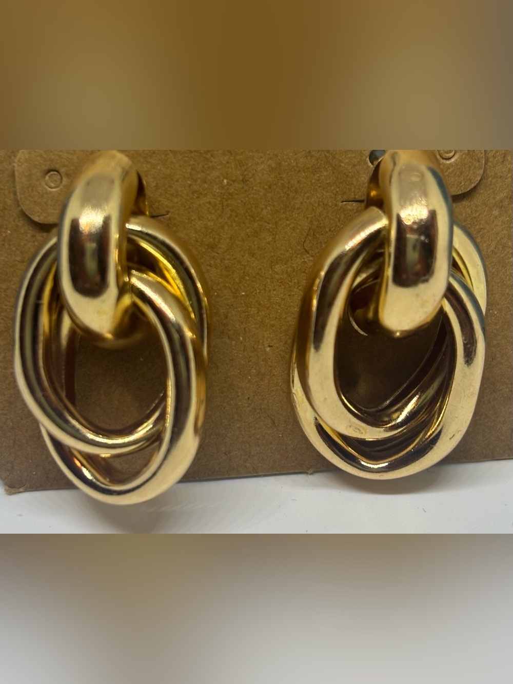 Gold Linked Drop Earrings Post Back